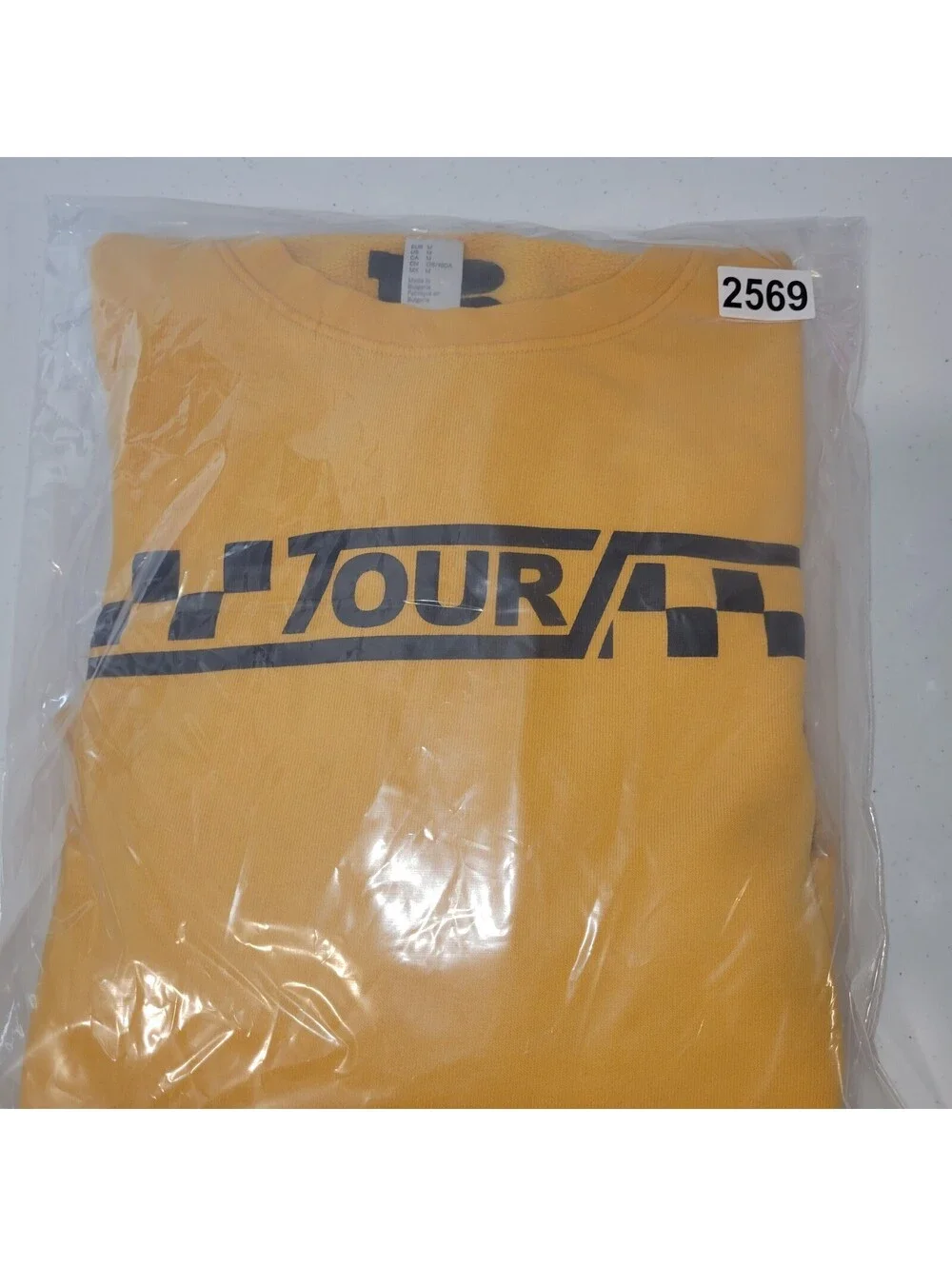 Justin Bieber Purpose Tour Sweatshirt Mens Medium Yellow Checkerboard